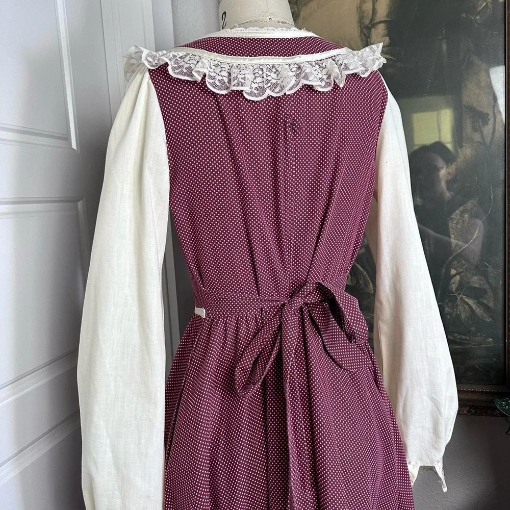 Vintage 70s Gunne Sax prairie long sleeve casual dress red gingham corset Size 7 - Picture 7 of 8